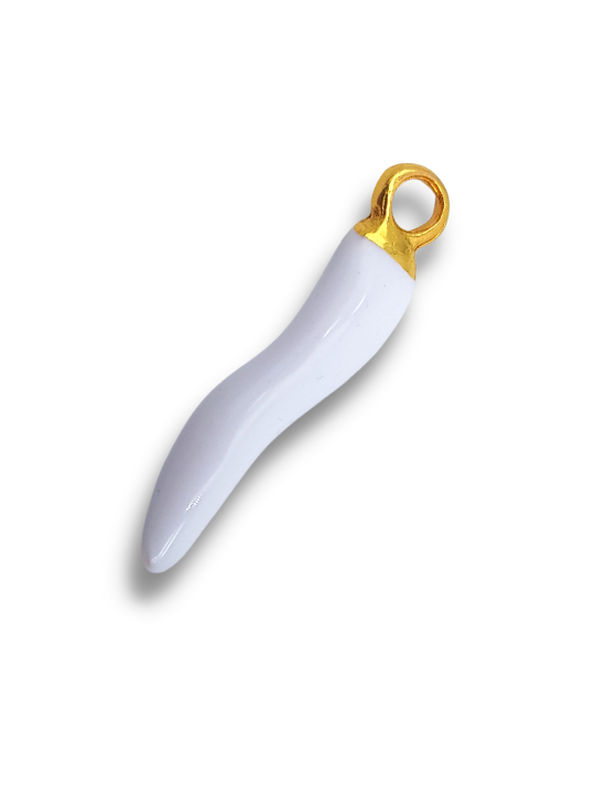 corno bianco smaltato oro 26mm