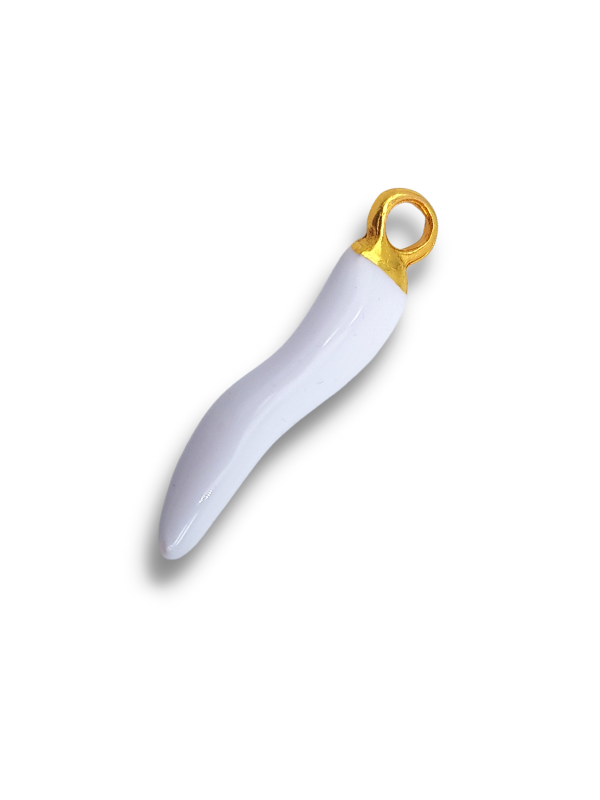 corno bianco smaltato oro 26mm