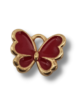 farfalla smaltata rossa oro 10 mm