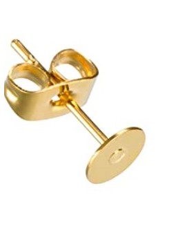 Perni per orecchini acciaio 8mm oro 4pz