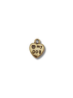 cuore I LOVE MY DOG 9mm oro invecchiato