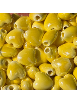 cuore di ceramica 10mm giallo 1pz