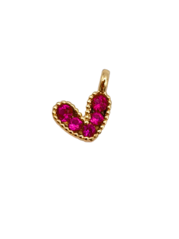Cuore strass 7mm fucsia