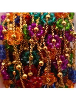 catena fiori di perline in acciaio 2.5mm oro multicolor