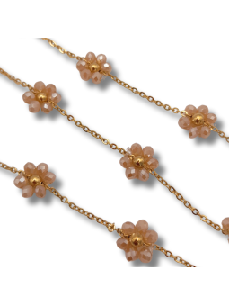 catena fiori di perline in acciaio 3.5mm oro beige