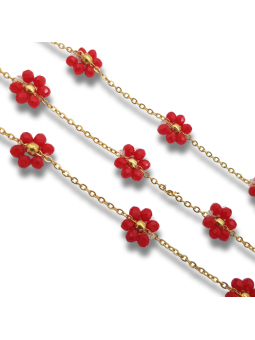 catena fiori di perline in acciaio 2.5mm oro corallo