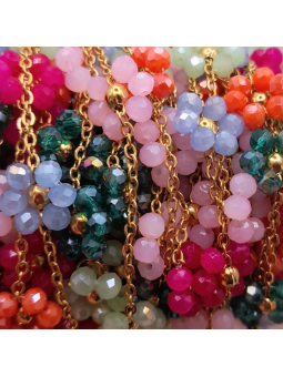 catena fiori di perline in acciaio 3.5mm oro multicolor 50cm