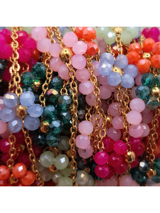 catena fiori di perline in acciaio 2.5mm oro multicolor