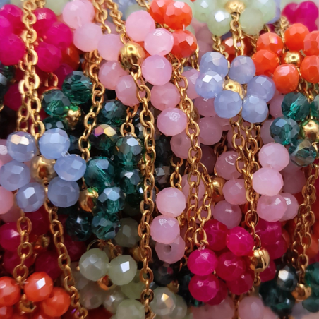 catena fiori di perline in acciaio 2.5mm oro multicolor