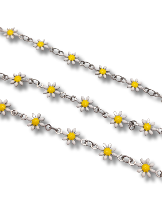 catena margherite in acciaio 5mm argento bianco