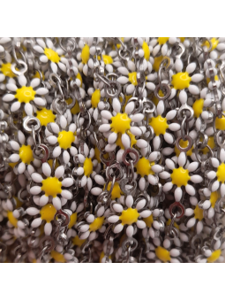 catena margherite in acciaio 5mm argento bianco 50cm