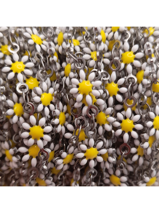 catena margherite in acciaio 5mm argento bianco