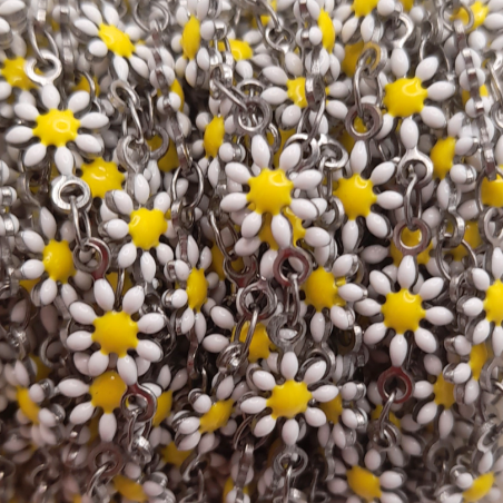 catena margherite in acciaio 5mm argento bianco