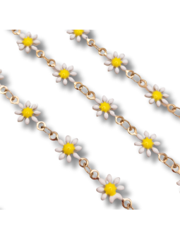 catena margherite in acciaio 5mm oro bianco 50cm