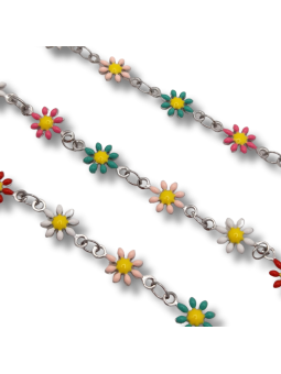 catena margherite in acciaio 5mm argento multicolor