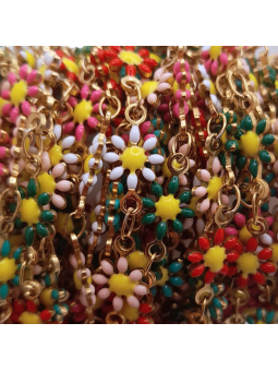 catena margherite in acciaio 5mm oro multicolor 50cm