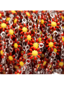 catena margherite in acciaio 5mm argento rosso 50cm