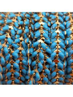 catena spiga in acciaio 5mm turchese 50cm