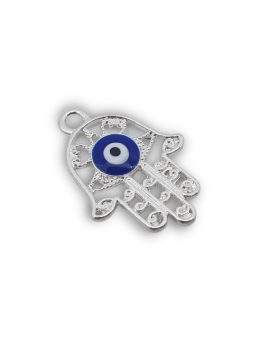 mano di fatima argento blu 17x15