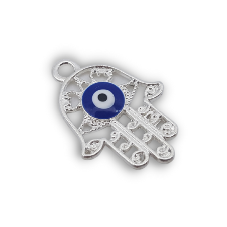 mano di fatima argento blu 17x15