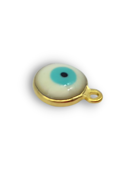 ochio di allah bianco azzurro su base oro 8mm