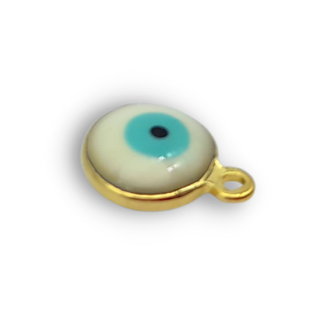 ochio di allah bianco azzurro su base oro 8mm