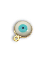 ochio di allah bianco azzurro su base oro 8mm