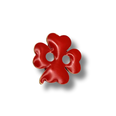 Bottone quadrifoglio smaltato rosso 12MM