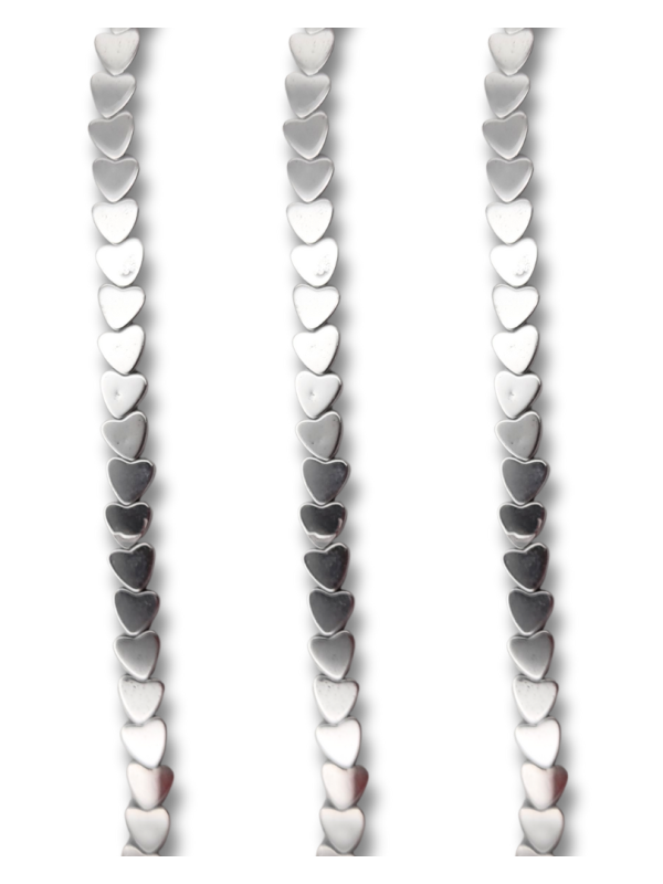 ematite cuore argento foro passante 4 mm