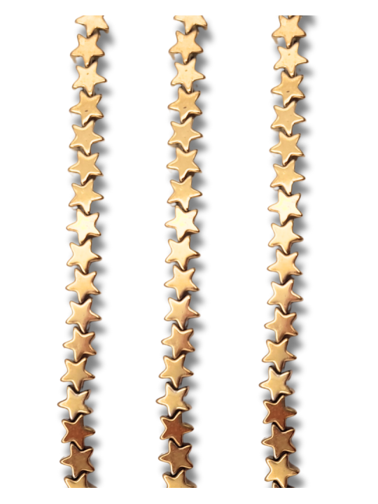 ematite stelle oro foro passante 4 mm