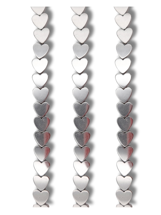 Ematite cuore argento foro passante 8 mm