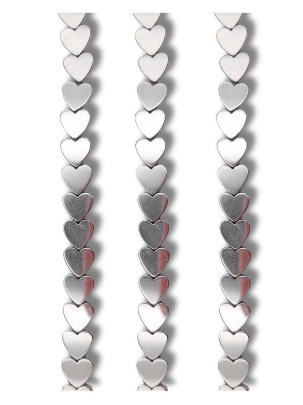 Ematite cuore argento foro passante 8 mm