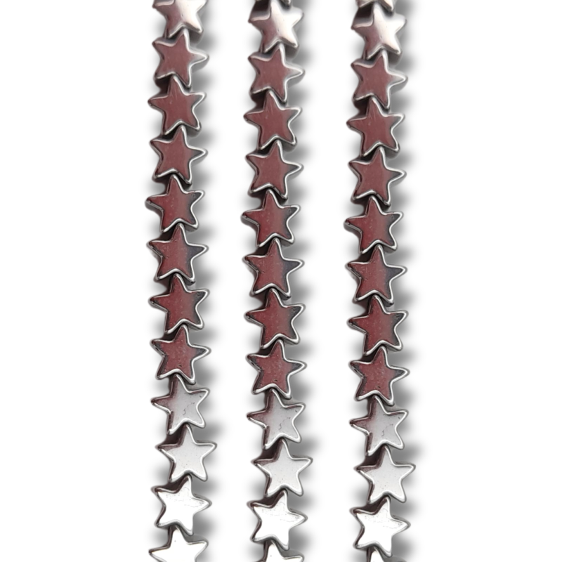 ematite stelle argento foro passante 6 mm